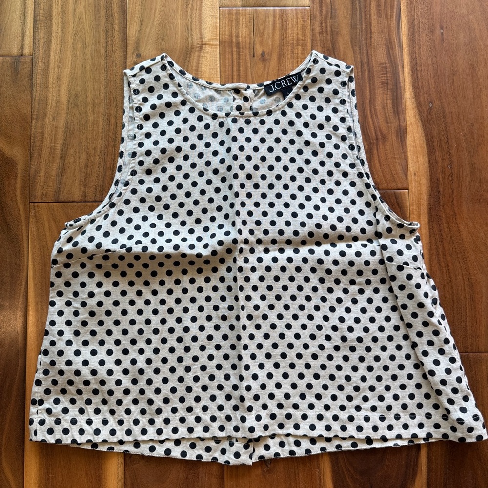 J. Crew Polka Dot Tank Top - 100% Linen